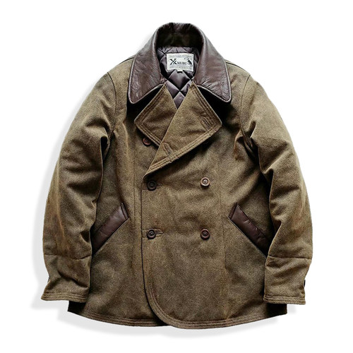 西里布厚秋冬双排扣棉服复古