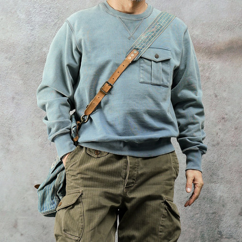 西里布复古蜡染做旧圆领套头卫衣