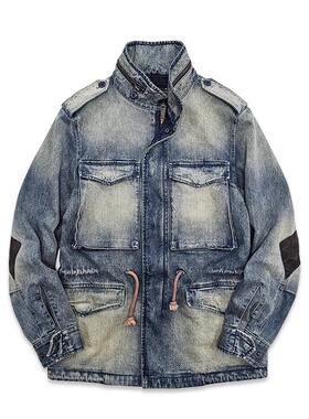 西里布M65战地猎装立领美式复古风衣夹克水洗做旧多口袋牛仔非rrl