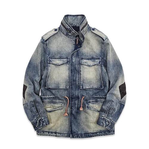 西里布牛仔做旧M65野战夹克外套