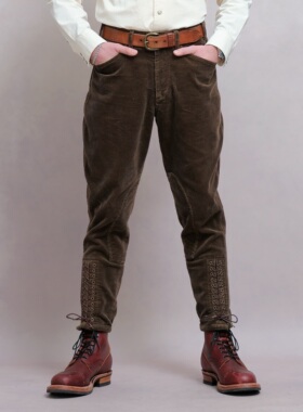 西里布全棉咖色灯芯绒马裤咔叽复古休闲条绒骑士裤条纹新品非rrl
