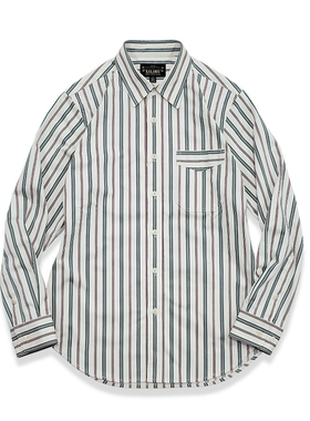 西里布纯棉条纹长袖衬衫男款日系阿美咔叽复古休闲 非rrl kapital