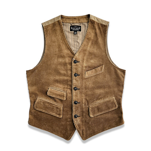 西里布美式复古灯芯绒修身马甲