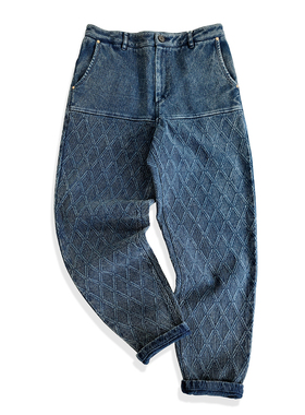 西里布蓝染日系复古剑道长裤宽松小脚裤咔叽休闲非porter classic