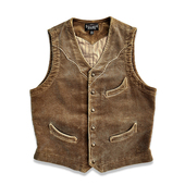 西里布拔染水洗灯芯绒马甲男阿美咔叽美式 背心非rrl 复古西部修身