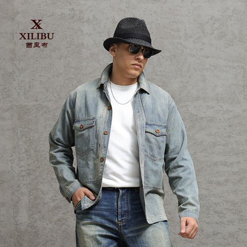 西里布美式复古宽松工装夹克衬衫