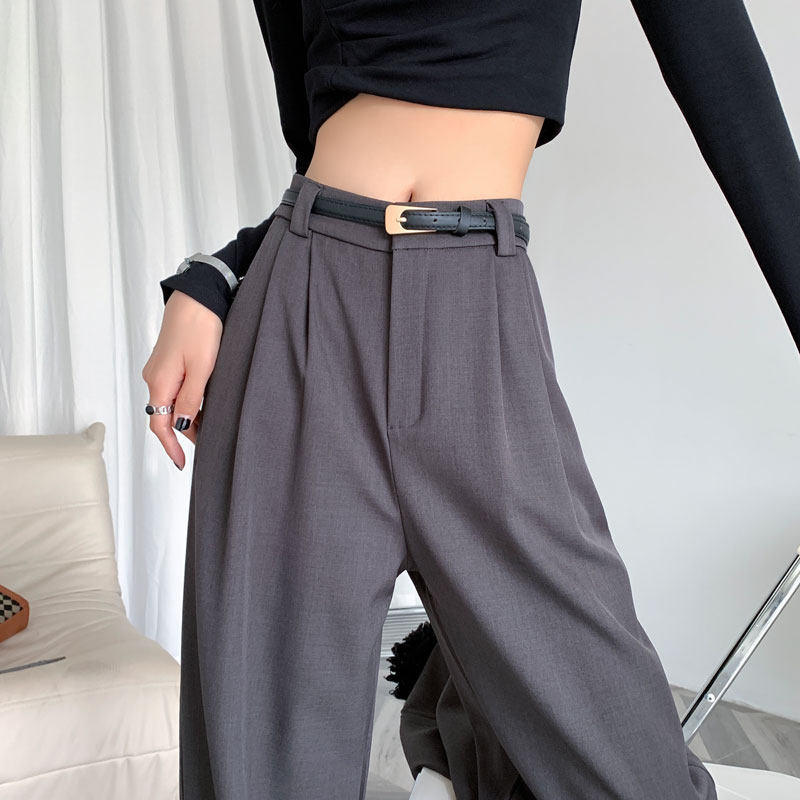 2026春夏季新款西装裤高腰窄版阔腿裤直筒休闲裤拖地裤女