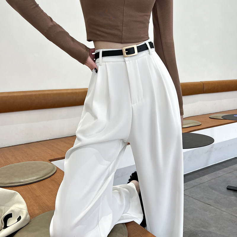 2026春夏新款西装裤高腰窄版阔腿裤直筒休闲裤拖地裤女送腰带
