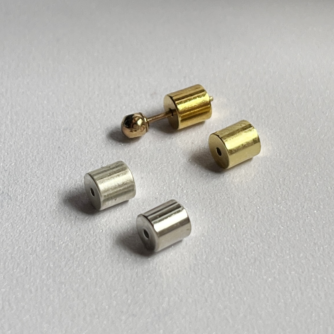 925纯银耳堵圆柱耳塞耳钉耳扣耳托耳扣玫瑰金防过敏镀18K金耳饰