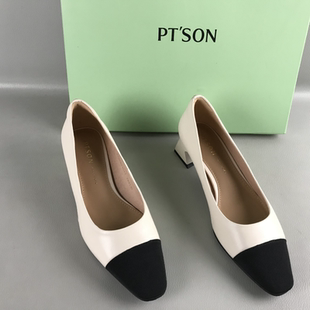 文艺风羊皮一脚蹬高跟鞋 撤柜春夏浅口单鞋 断码 SON 百田森女鞋