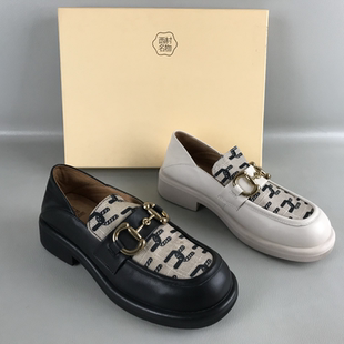 正品西村名物女鞋断码撤柜捡漏春夏一脚蹬厚底乐福鞋真皮时尚单鞋