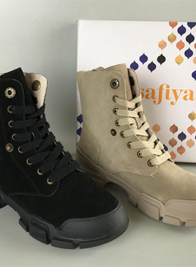 Safiya/索菲娅正品断码撤柜松糕底韩版高帮鞋时尚百搭马丁靴女春