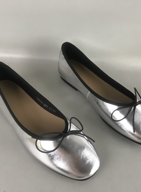 品牌正品女鞋断码撤柜捡漏春夏季浅口单鞋牛皮银色时尚爆款乐福鞋