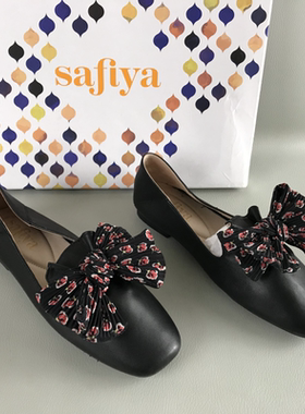 35码Safiya索菲娅正品断码撤柜春夏软底软面皮蝴蝶结轻便豆豆鞋女