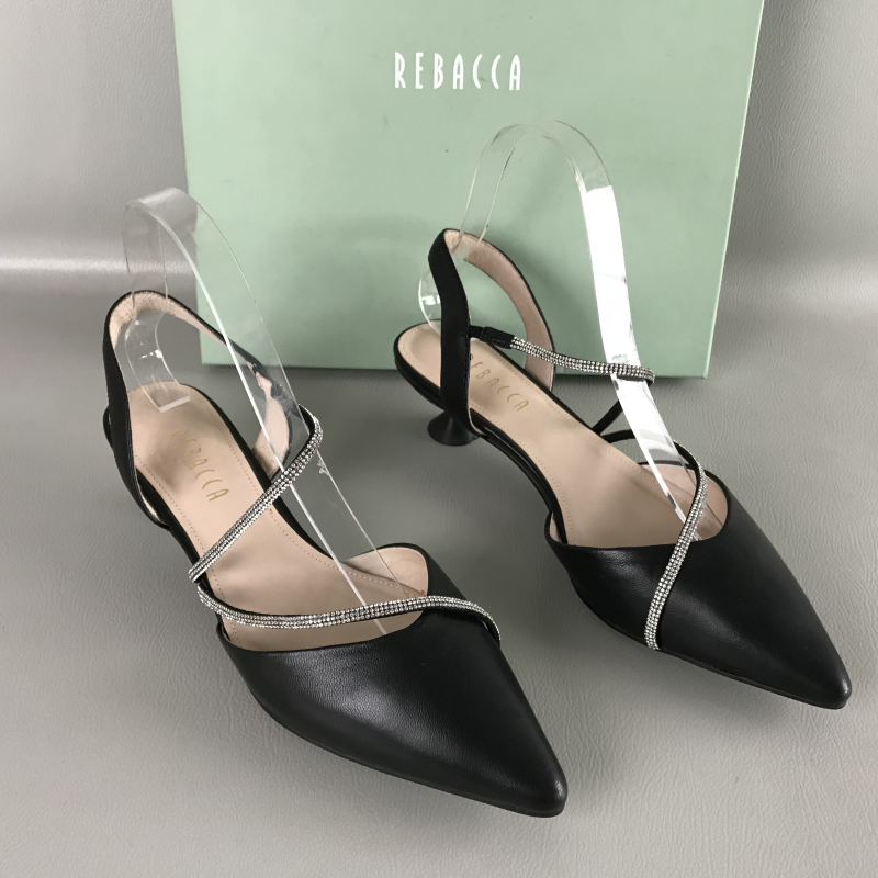 35.36码REBACCA/瑞贝卡正品女鞋断码撤柜一字带真皮气质高跟凉鞋