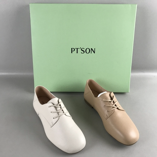 断码 百田森女鞋 SON 牛皮时尚 乐福鞋 撤柜春秋系带温柔低跟单鞋