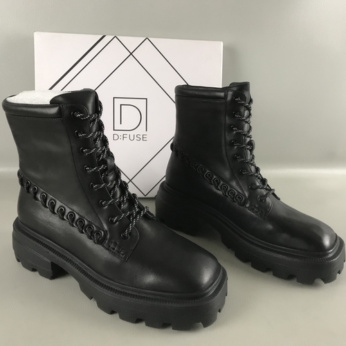 真皮短筒靴品牌D：Fuse/迪芙斯女靴断码撤柜秋冬厚底英伦风马丁靴