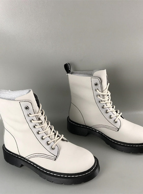 正品安玛莉女鞋断码撤柜处理秋冬季系带牛皮短靴英伦风爆款马丁靴