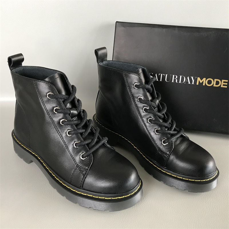 SATURDAYMODE牛皮革马丁靴
