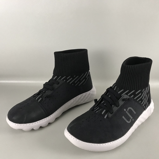 懒人休闲百搭潮流单鞋 春秋韩版 瑕疵弹力针织弹力高帮鞋 U·IN男鞋