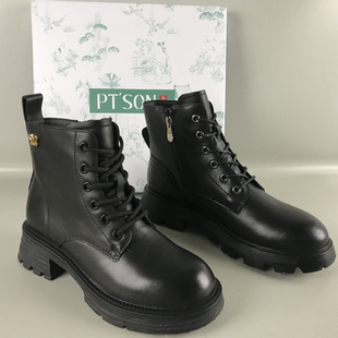 撤柜秋冬季 女靴断码 侧拉链厚底英伦风牛皮马丁靴 SON百田森正品
