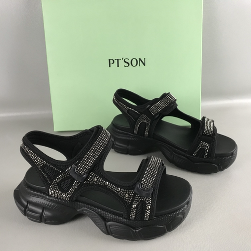 PT'SON/百田森正品女鞋断码撤柜夏季时尚烫钻厚底休闲凉鞋沙滩鞋