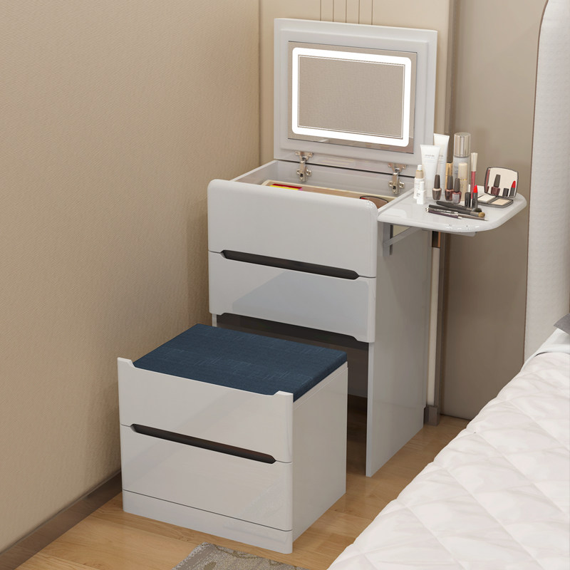梳妆台收纳柜一体小型翻盖烤漆卧室多功能简约现代网红迷你化妆桌