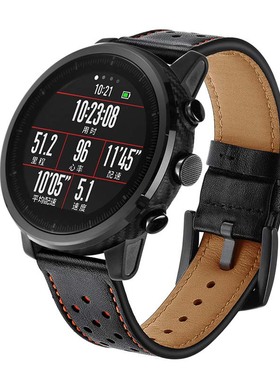 适用小米华米智能手表2S AmazfitGTR真皮表带陶瓷防水不锈钢表带