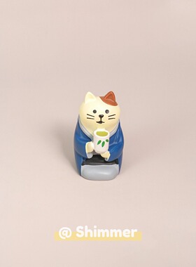 日式和风猫咪茶艺师治愈装饰摆件