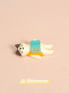 夏日读书猫咪迷你公仔摆件