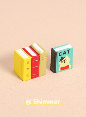 可爱治愈猫咪卡通迷你书本摆件