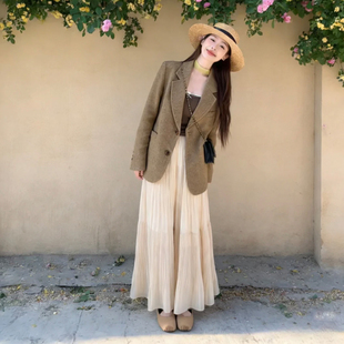 单排扣宽松高级感小个子呢子上衣 新款 老钱风毛呢西装 外套女秋冬装