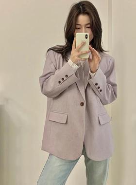 紫色小西装外套女春季新款西服今年流行宽松休闲小个子高级感炸街