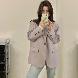 西服今年流行宽松休闲小个子高级感炸街 新款 紫色小西装 外套女春季