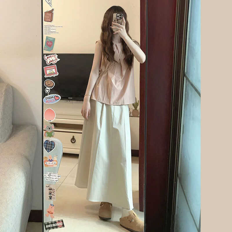 无袖背心上衣半身裙两件套装长裙