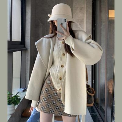 2024新款连帽秋冬毛呢外套高级感