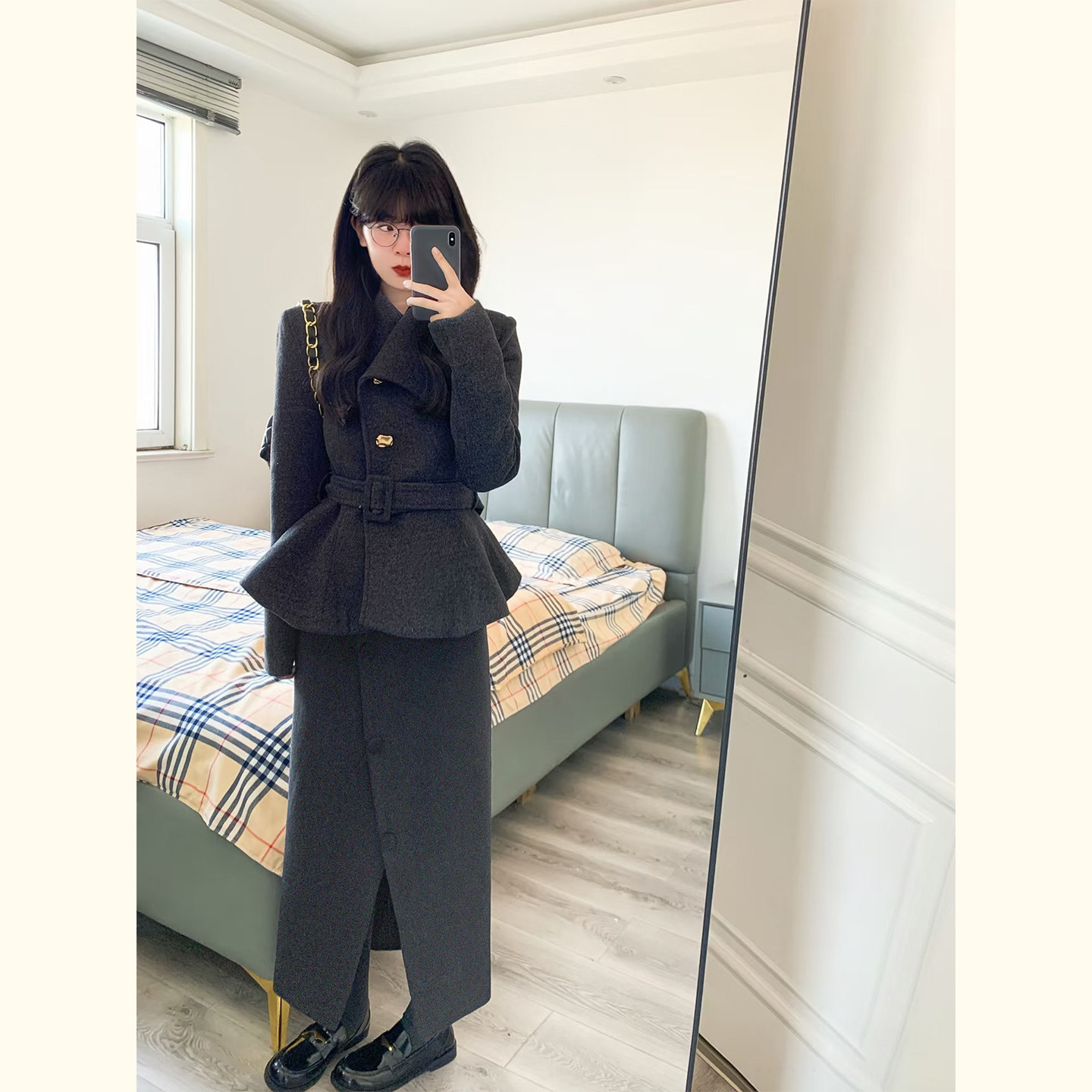 复古小香风毛呢套装女秋冬季小个子收腰花苞下摆外套半身裙两件套,女装/女士精品,时尚套装,淘宝优惠券,粉丝福利购,淘宝优惠卷