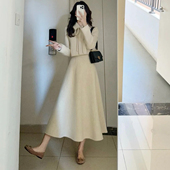 小香风白色毛呢外套A字半身裙套装 女轻熟风小个子气质名媛两件套