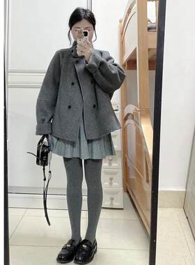 短款冬季宽松立领呢子大衣高级感