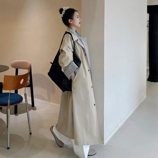 韩版立领卡其色风衣外套女中长款小个子通勤穿搭高级感休闲大衣