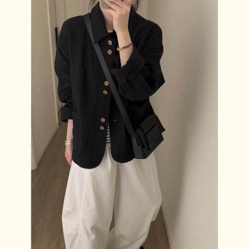 韩系复古小个子通勤西装短外套