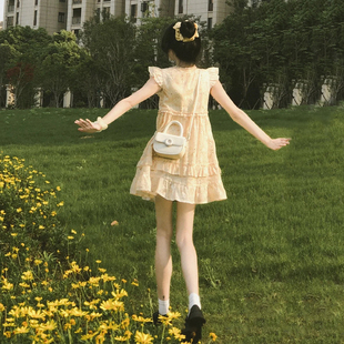 小个子宽松显瘦休闲裙子a字短裙 新款 清仓碎花小飞袖 连衣裙女夏季