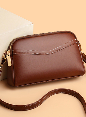 科彼袋鼠真皮质感斜挎包女2025新款百搭手包妈妈包买菜手机零钱包