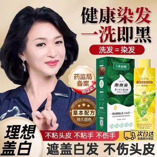 美丝悦泡泡染发剂植物染发膏男女自己在家染膏无刺激盖白官方正品