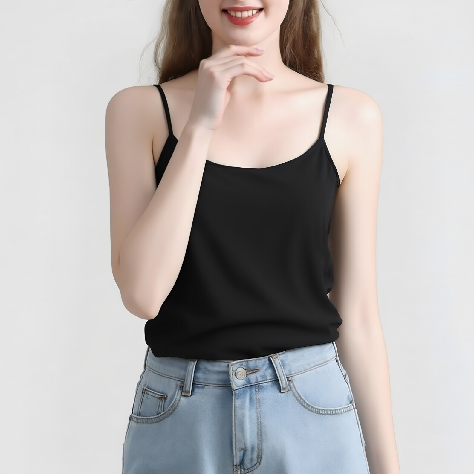 新款百搭莫代尔带胸垫宽松背心吊带女夏修身显瘦内搭外穿打底上衣