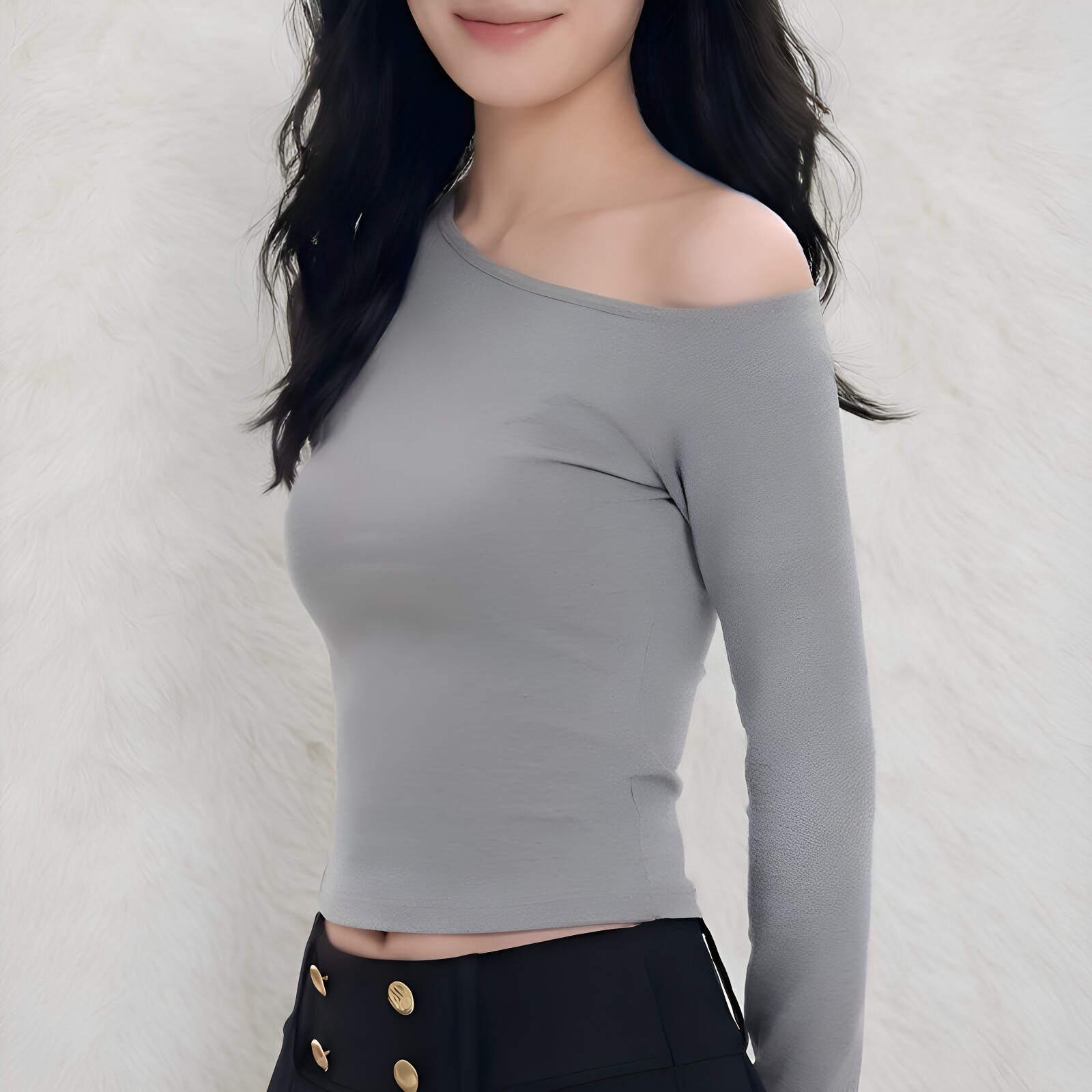 秋冬一字肩露锁骨修身长袖T恤女