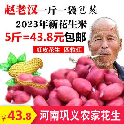 百日红河南红皮花生米农家四粒红