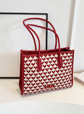 红色新娘包结婚包女2025新款大容量时尚单肩托特包喜庆婚礼手提包