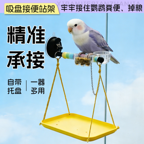 鹦鹉接粪便站架虎精准承接皮玄凤牡丹小太阳吸盘定点排便鸟站架