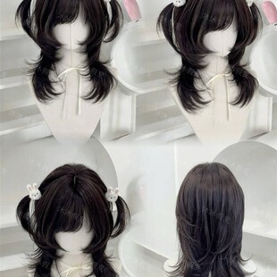 假发女日系可爱Lolita高层次水母头修脸锁骨发全头套